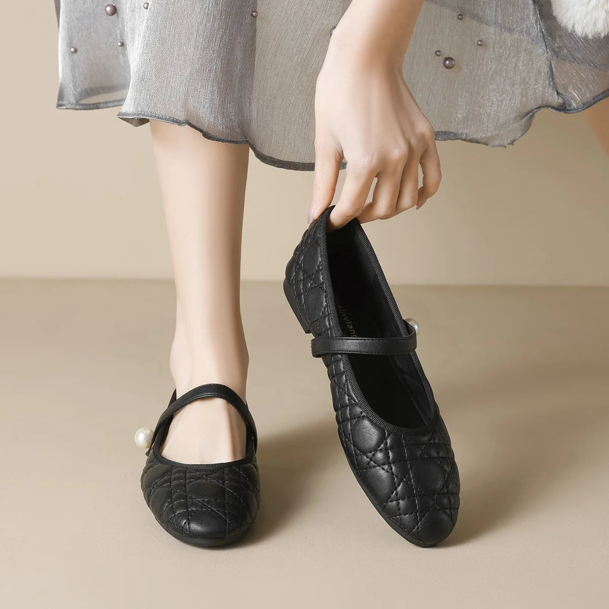 New spring women's outdoor shoes Round toe design Black Mary Jane shoes Ladies casual flat shoes Work shoes Boat shoes 41-43