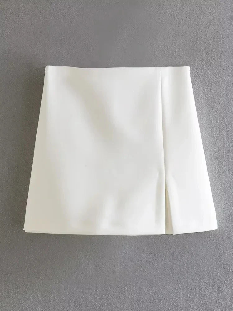 TRAF 2023 summer women's skirt shorts fashion retro high waist zipper side Y2K skirt women's fashion straight skirt shorts D