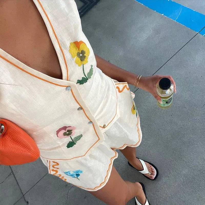 Elegant Women's Sets for Women 2 Pieces Vacation Outfits Short Summer Clothes Suit Two Modern Set Woman Casual Sexy Outfit