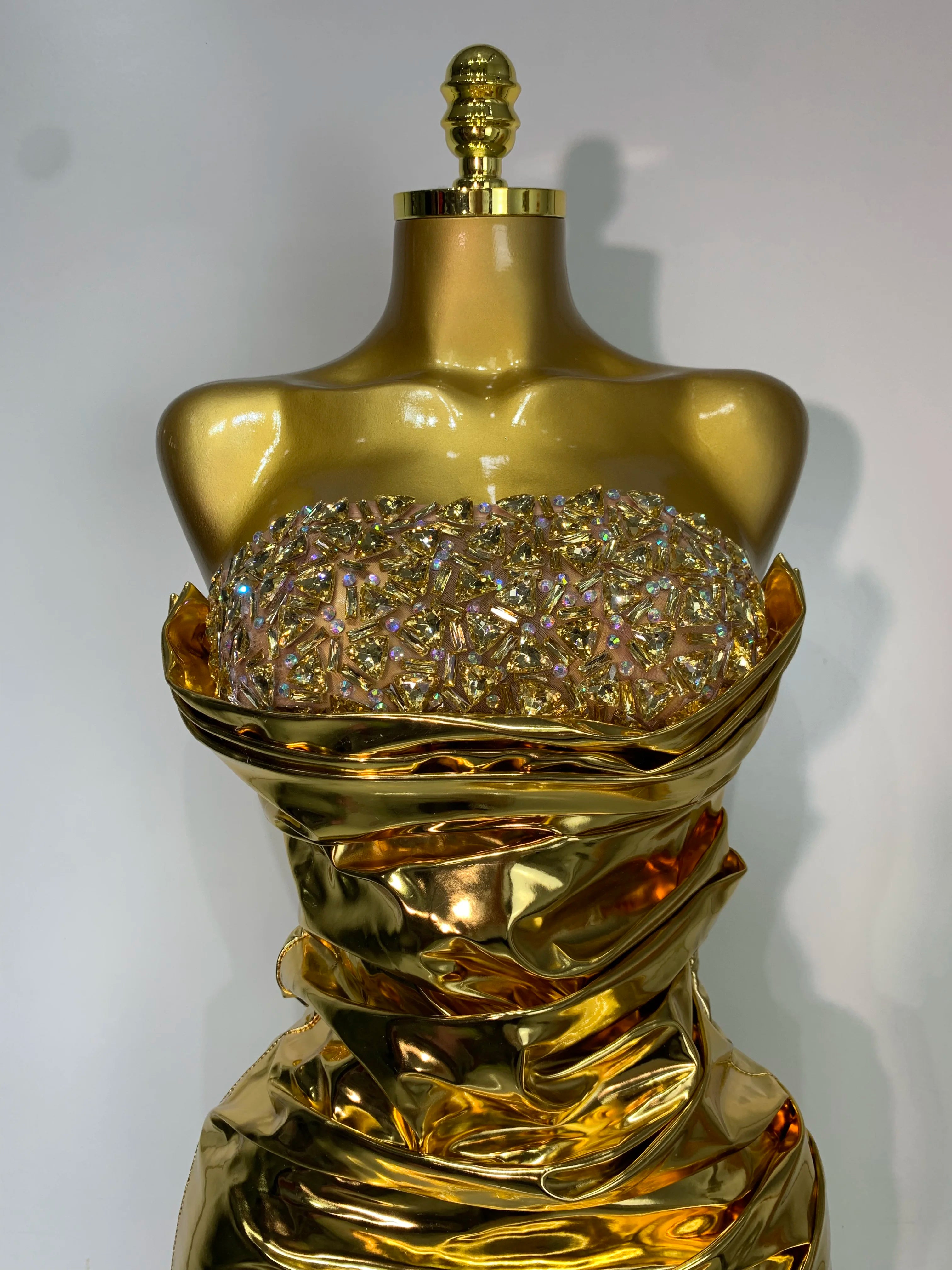 Sparkly Rhinestone Sexy Strapless Bodycon Mini Dress Women Luxury Birthday Evening Party Celebrate Performance Stage Costume