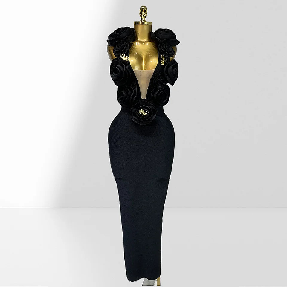 Red And Black Sexy Plow Cut Package Hip Floor Length Dress Graceful Woman Party Dress Cocktail Party Outfit