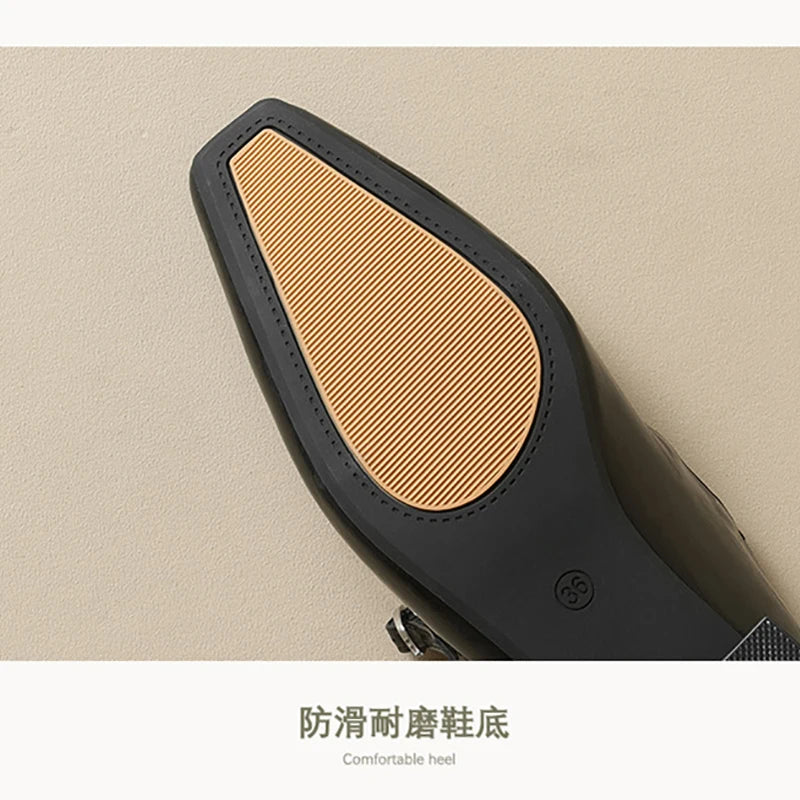 New spring women's outerwear shoes Square toe design Mary Jane shoes Ladies casual high heels Work boat shoes Large sizes 41-43