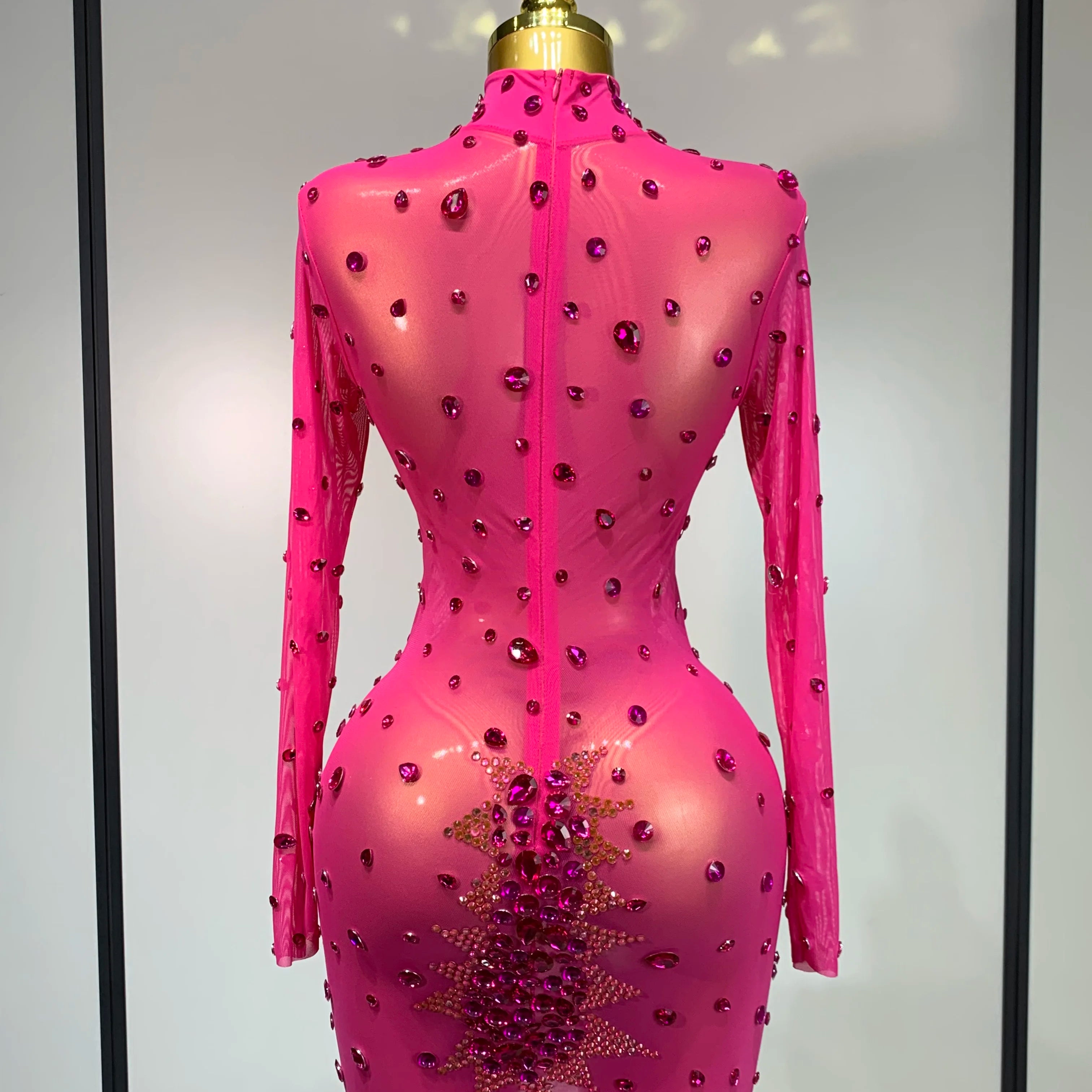 Sparkly Rhinestone Sexy Bodycon Dress 2025 New Fashion Nightclub Stage Outfit Luxury Birthday Party Dresses