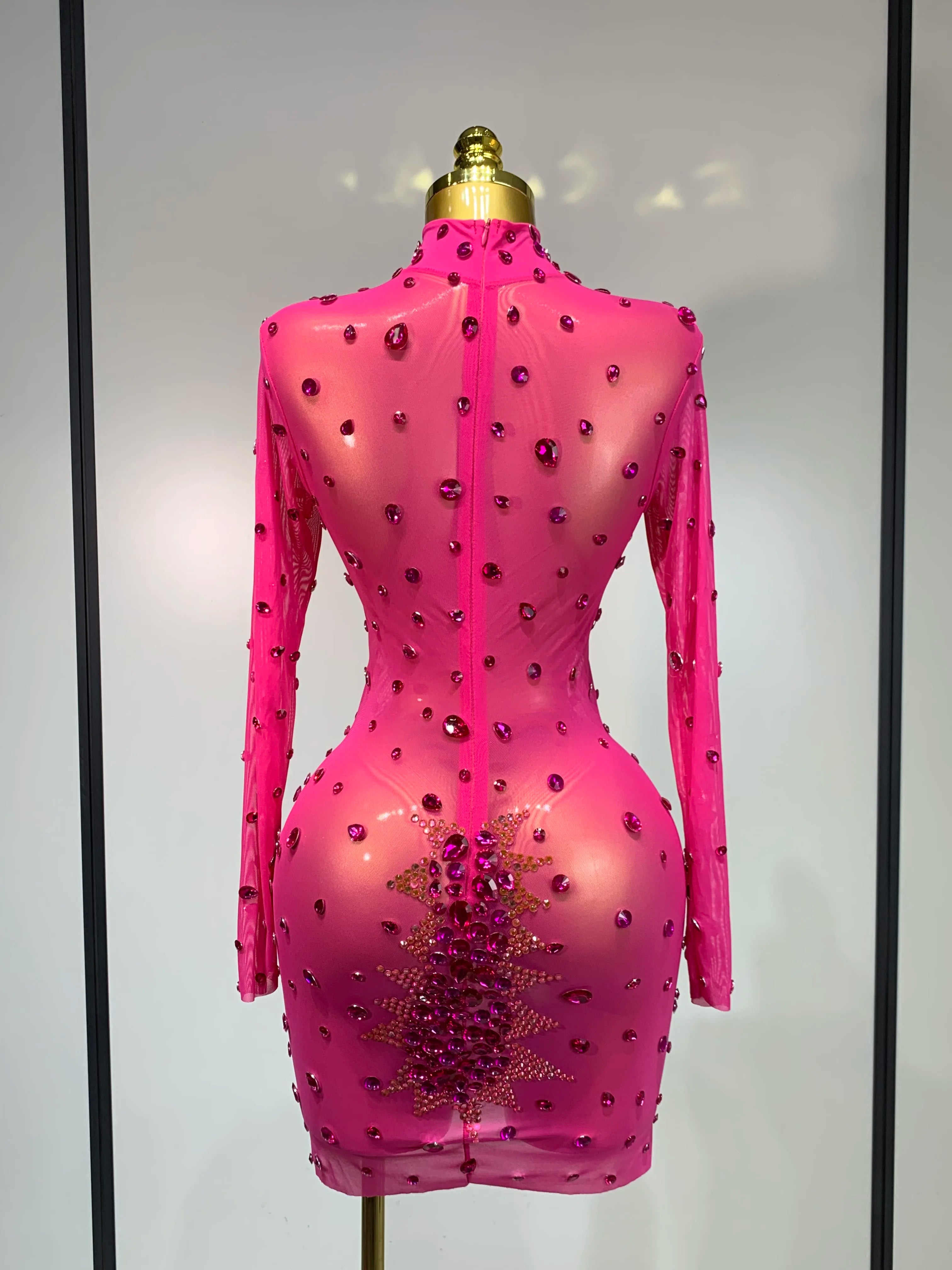 Sparkly Rhinestone Sexy Bodycon Dress 2025 New Fashion Nightclub Stage Outfit Luxury Birthday Party Dresses