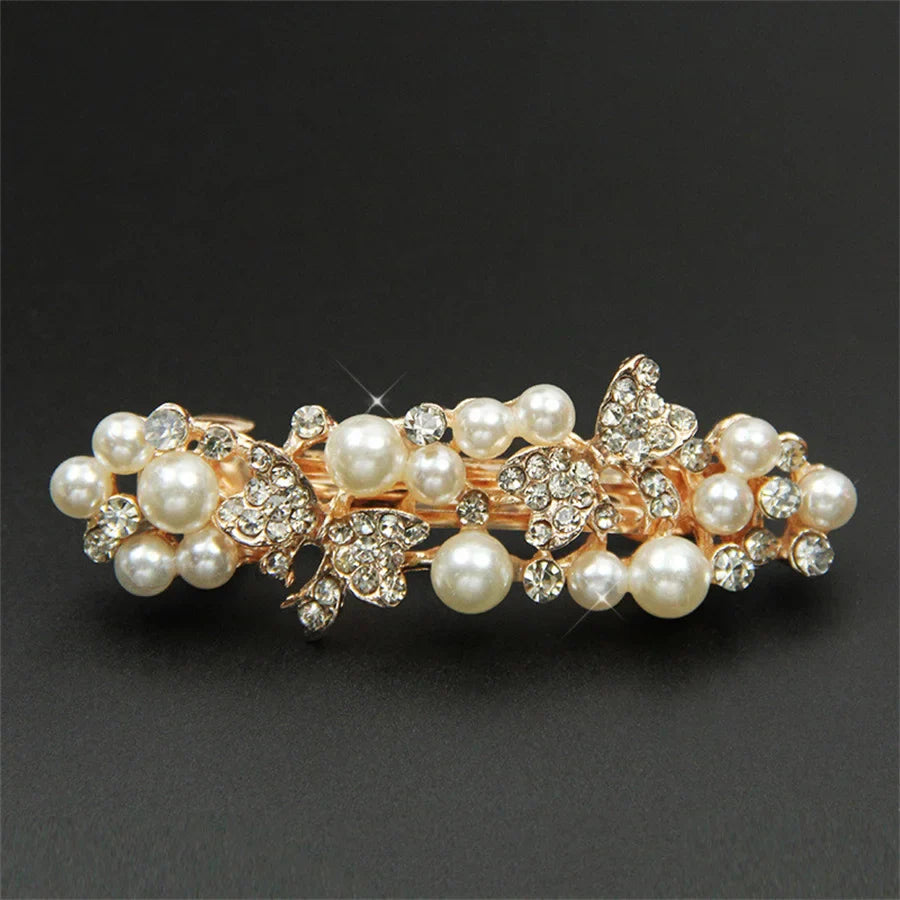 New Sweet Crystal Spring Hair Clips Exquisite Pearl Flower Spring Hairpin Hair Barrettes For Women Girl Fashion Hair Accessories 3