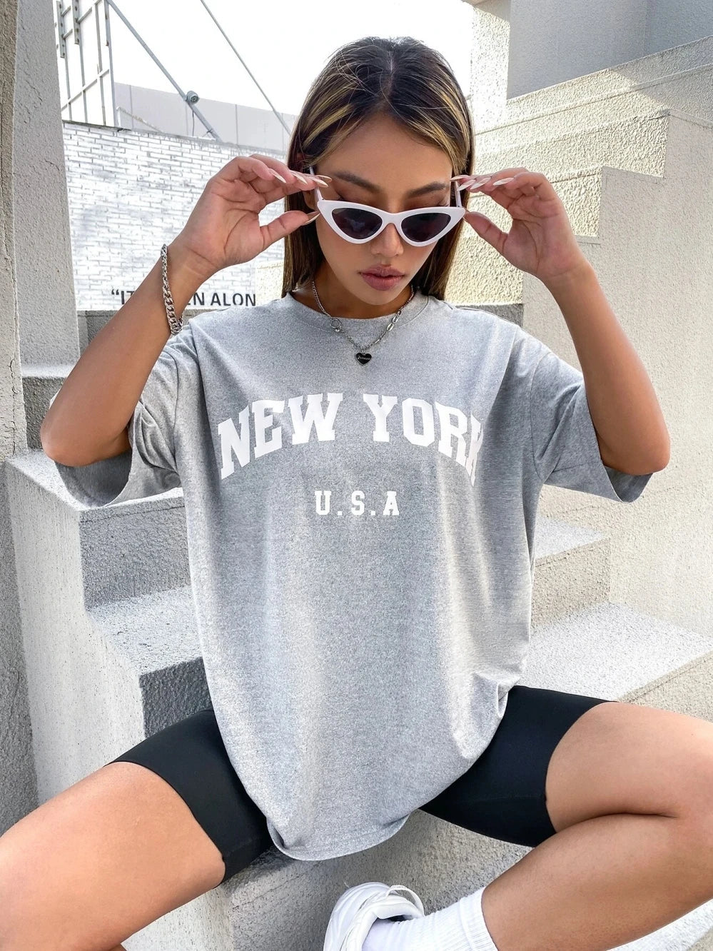 U.S.A New York USA City Street Printed Women T Shirts Breathable Summer T-Shirt Fashion Tees Clothing O-Neck Short Sleeve
