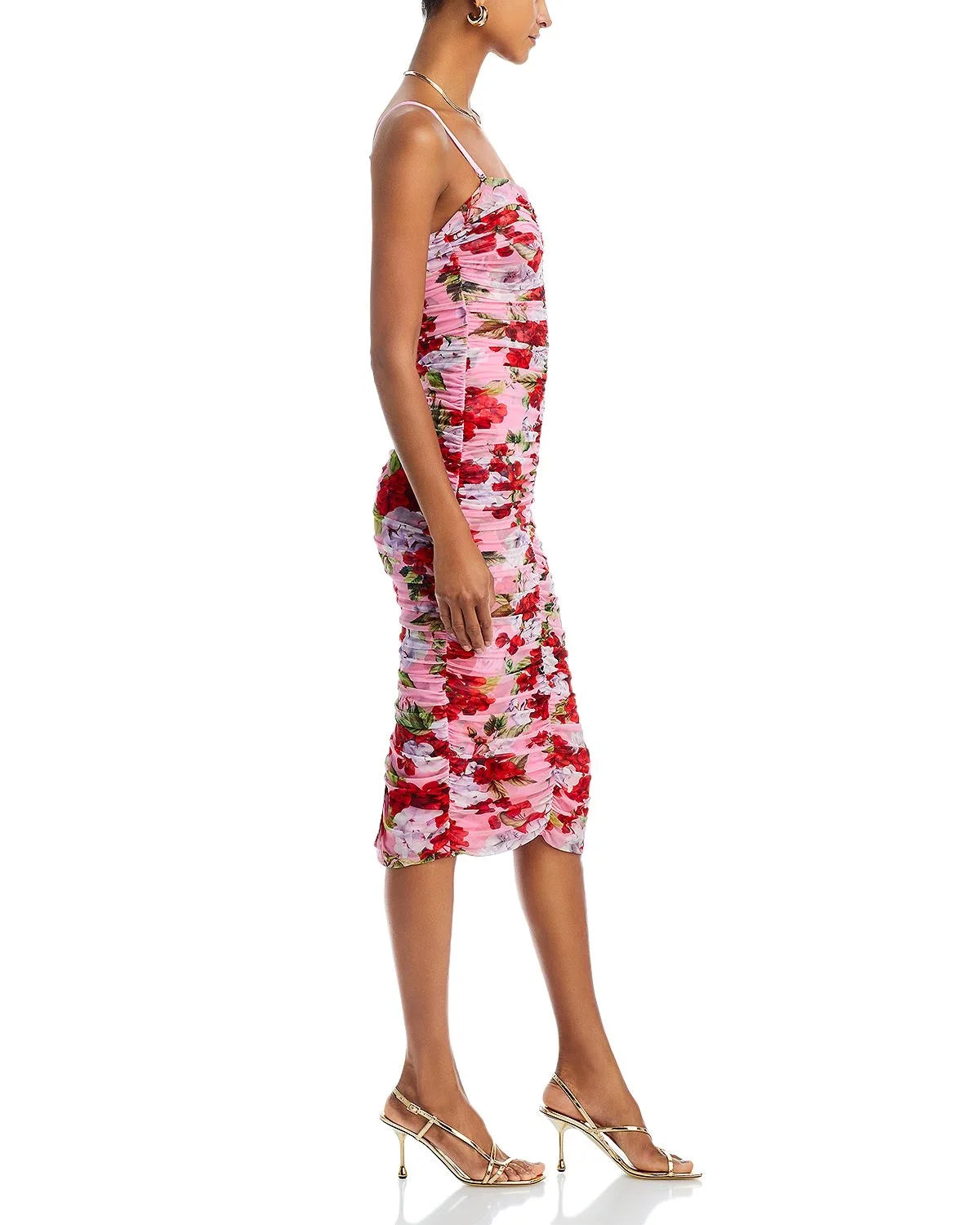 Print Color Women Sleeveless Sexy Strap Bodycon Mid-calf Dress Celebrate Nightclub Party Vacation Birthday Dress Wholesale