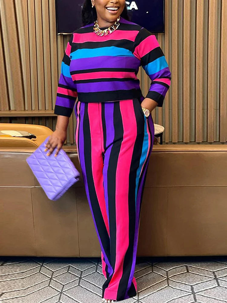 Curvy Woman Clothes Plus Size Autumn 2 Piece Outfit Set Elegant Pants and Blouse Set Ladies Casual Outfits Red