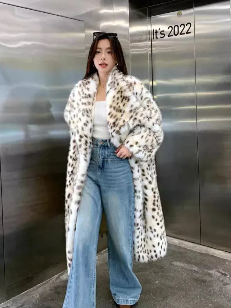 Korean Woven Lapel Ruffled Fur Trench Coat Fox Fur Raccoon Fur Imitation Fur Coat Winter Warm Jacket