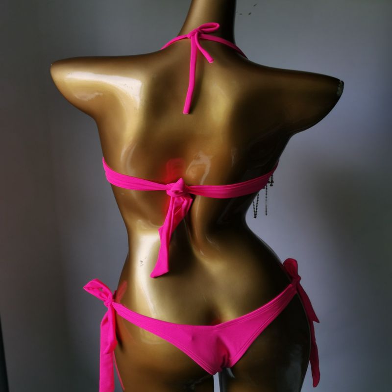 Push Up Gathered Sexy Bikini Luxury Crystal Diamond Women's Swimsuit High-End Rhinestone Tassels Swimwear Biquini