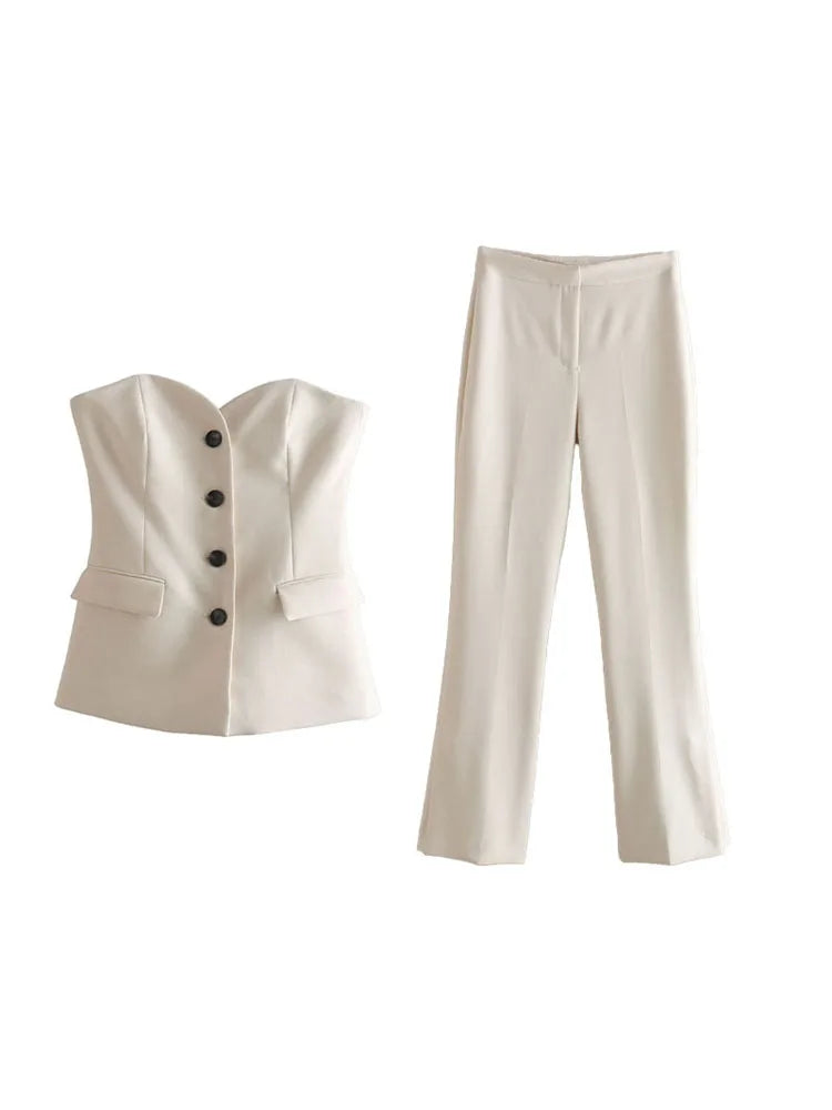 ZATRHMBM 2022 New Fashion Vintage Clothes For Lady Sleeveless Button Underwear Style Vest Patch Pocket White Crop Top Female Photo Color 1