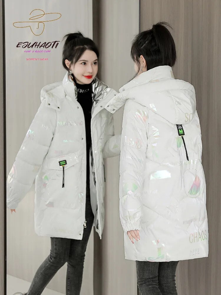 Women's Oversized Winter Coat 2024 New Mid-length Loose Jacket Ladies Elegant No-wash Parkas Korean Fashion Slim Clothes