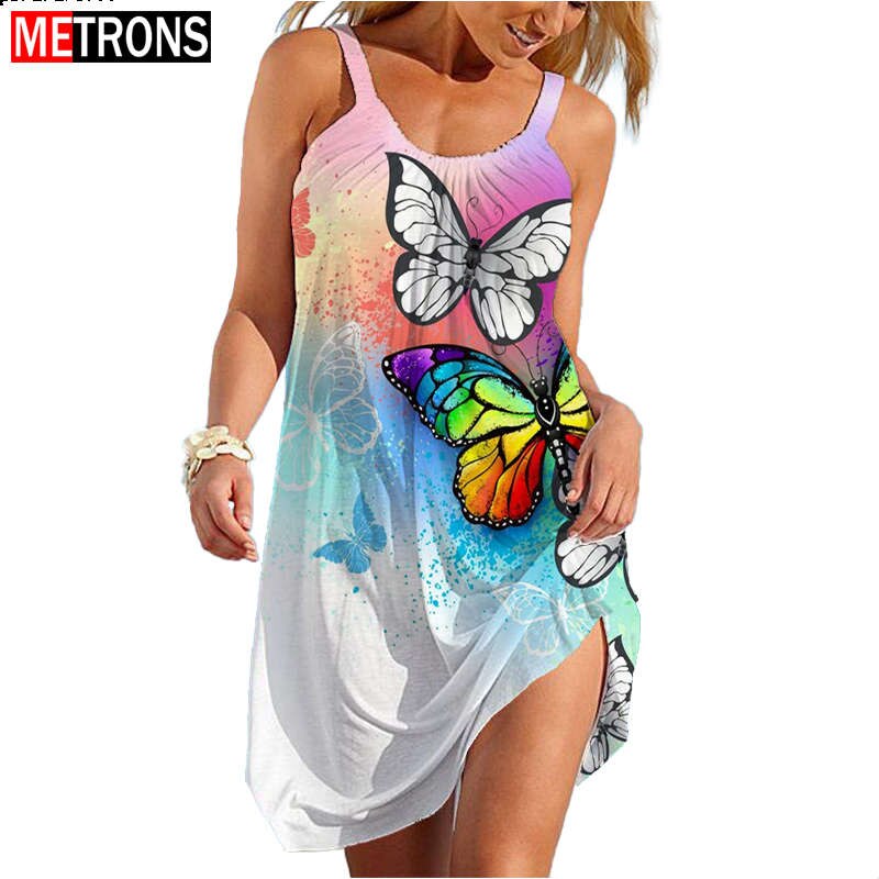 Summer Sundress Lily Butterfly 3D Print Party Dress PM567WD