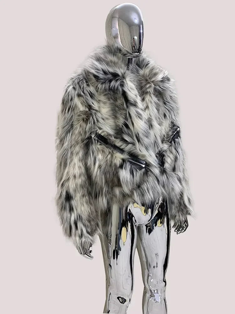 Lautaro Autumn Winter Short Colorful Multicolored Thick Warm Hairy Faux Fox Fur Coat Men Luxury Designer Clothes Fluffy Jacket