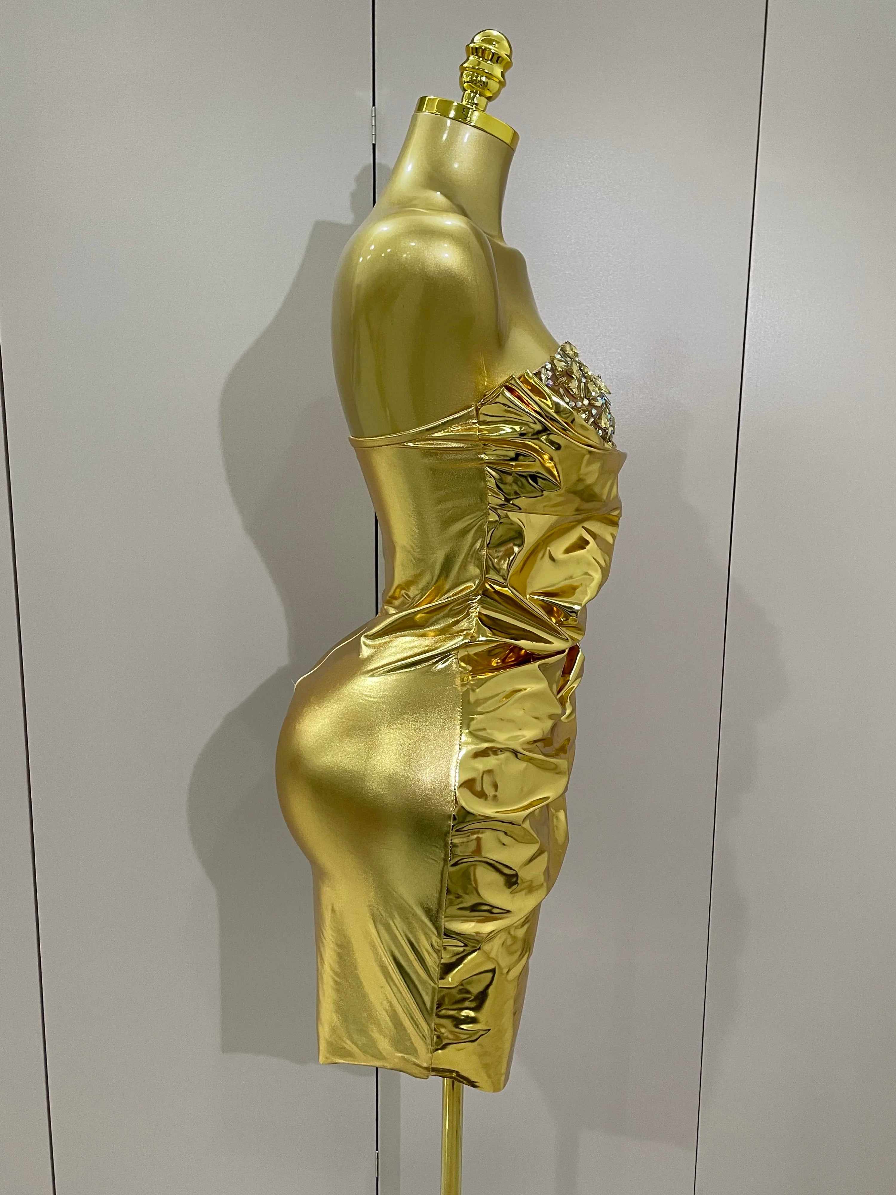 2025 New Sparkly Diamonds Crystal Sexy Mesh See Through Bodycon Mini Dress Women Birthday Party Celebrate Performance Costume