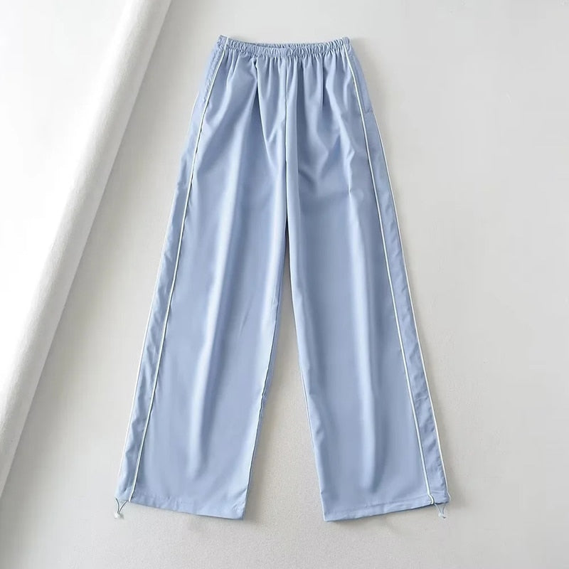 Pantalon de jogging décontracté pour femmes, Vintage, couleur unie, taille basse, Baggy avec cordon de serrage, jambes larges, survêtement, Streetwear, Cargo