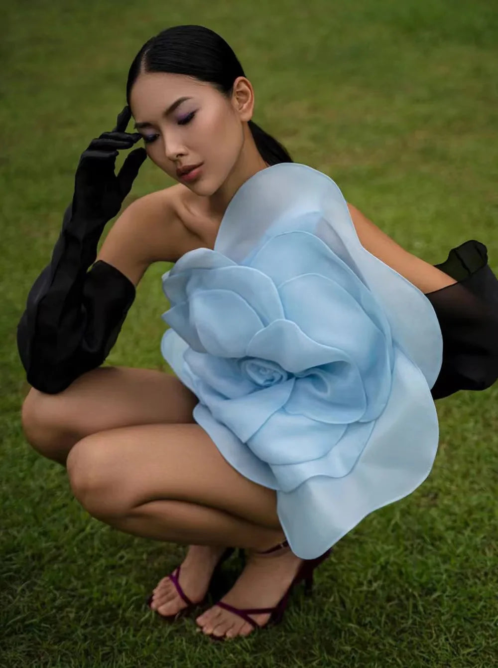 2023 Summer Women'S Dress Sexy One Shoulder Sleeveless 3D Mesh Flower Patchwork Satin Mini White Wedding Dress