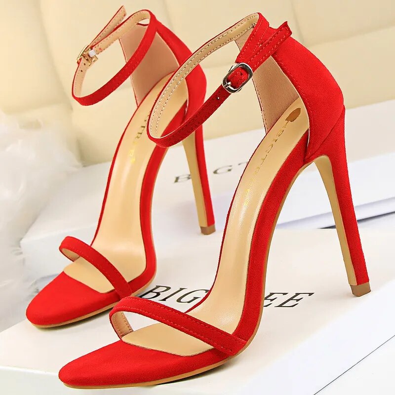Shoes Summer Women Sandals Suede Hollow High Heels Stiletto Fashion Sandles Women Heels Ladies Shoes Women's Sandals