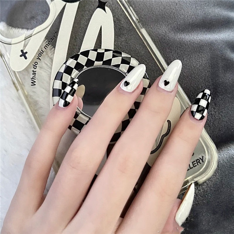 24pcs накладные ногти False Nails Supplies For Professionals With Glue Charming Nail Art Press On Nails French Wearable Manicure JP1380