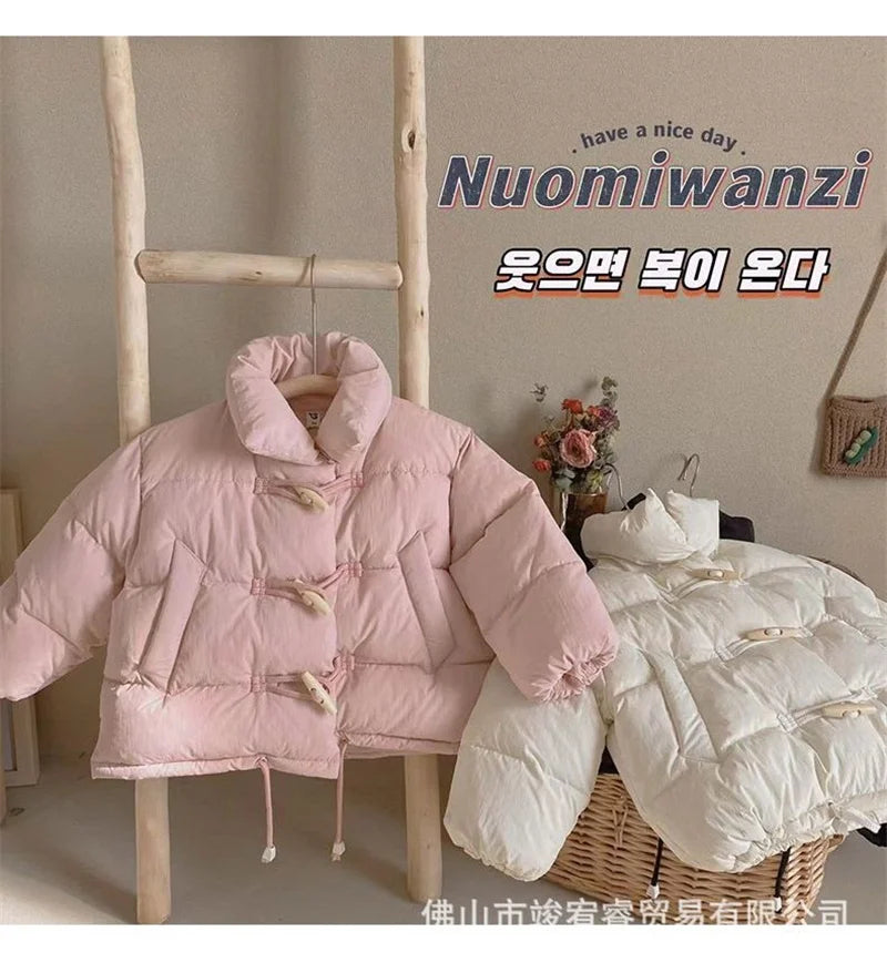 Winter Warm Down Jacket Kids Cotton Clothes Girls Thick Outerwear Children's Coat Fashion Cropped Jacket 2-10 Years