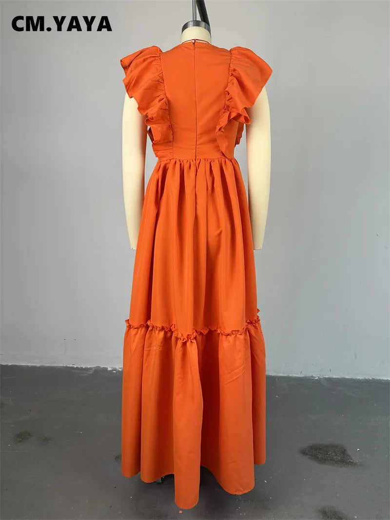 2024 Summer Ruffles Short Sleeve Sweet Cute O-Neck Floor-Length Long Women Dress Beach Streetwear Big Swing Maxi Dresses