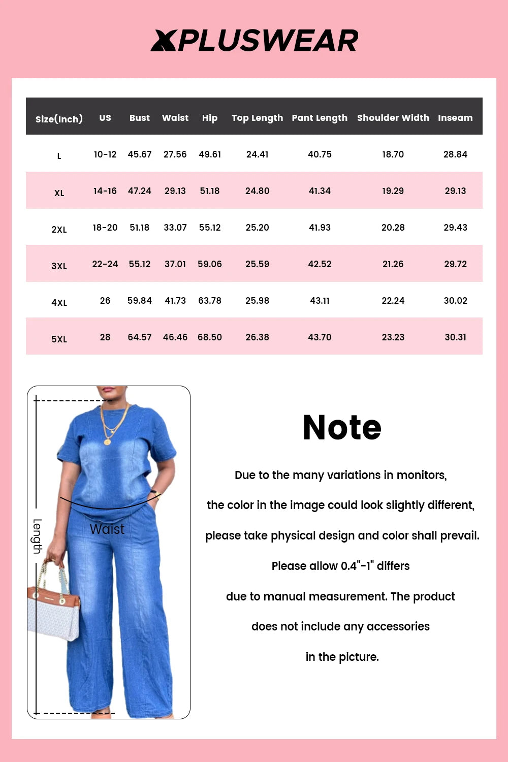 Plus Size Vacation Blue Casual Round Neck Short Sleeve Pocket Tencel Denim Two Piece Pant Sets