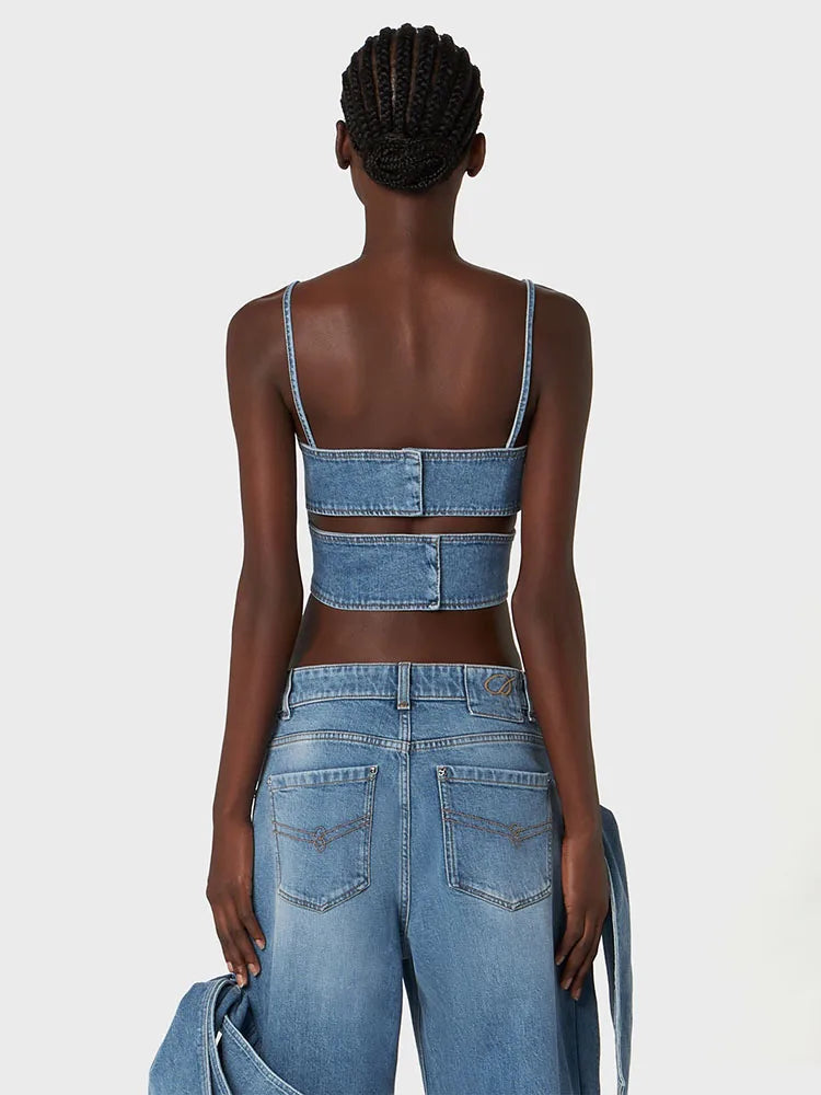 y2k spring and summer three-dimensional bow plunge sleeveless camisole Women's tube top2024korean fashion short crop top women