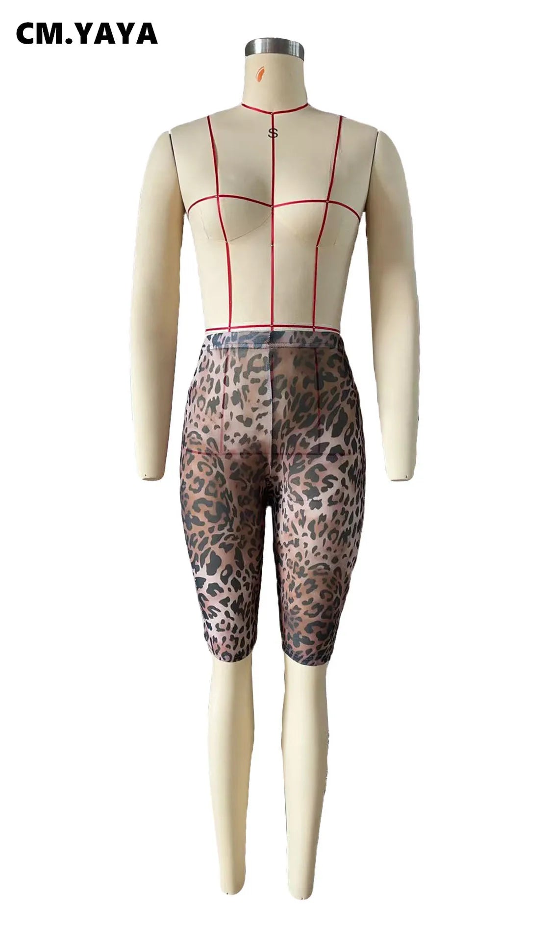 Women Fashion Sexy Party Clubwear Mesh See Though Pants Capris 2025 Summer Leopard Print Leggings Street Trousers