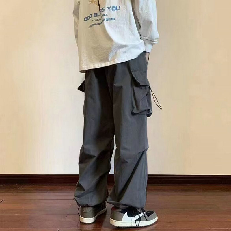 Pantalon Cargo pour hommes et femmes, Streetwear, sarouel décontracté, taille élastique, couleur unie, multi-poches, ample, Baggy, printemps 2023