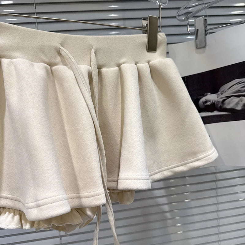 Winter New Sweet Temperament Woolen Short Skirt For Women Solid Color High Elastic Waist Puff Skirts Female 11A07759