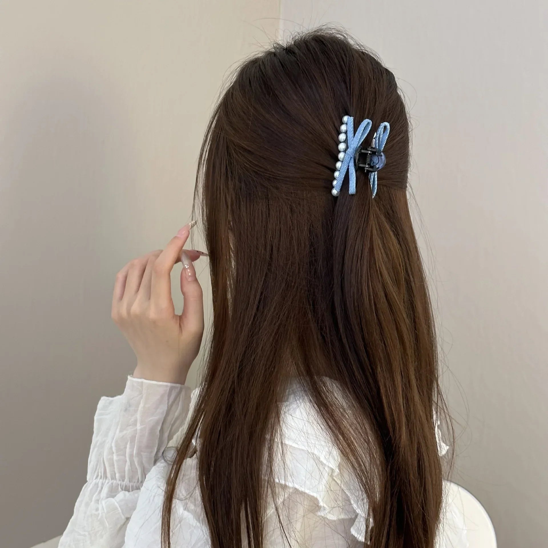 Hair claw clips for women girl pin bow pearl popular vintage crabs ribbon kpop korean adults trendy leading fashion catches new