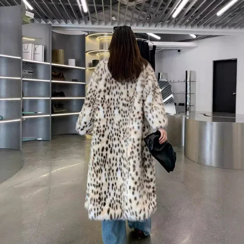 Korean Woven Lapel Ruffled Fur Trench Coat Fox Fur Raccoon Fur Imitation Fur Coat Winter Warm Jacket