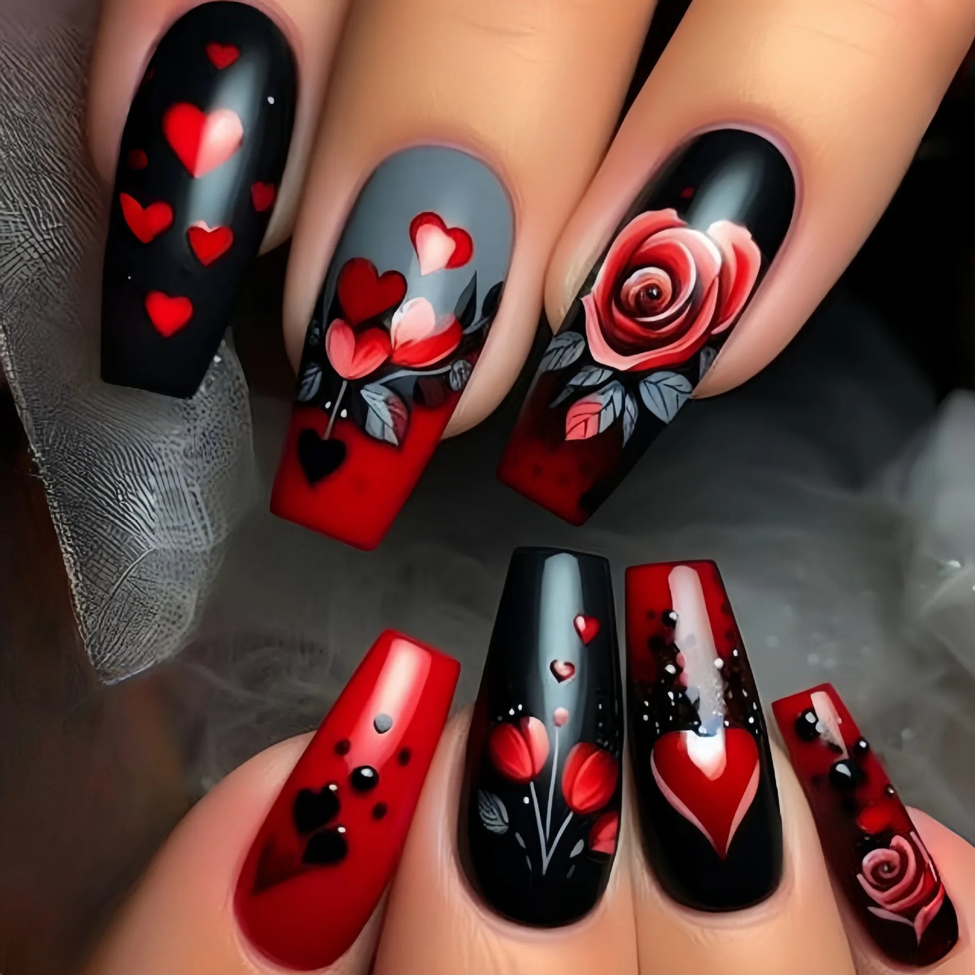 24pcs/set short medium long fake nails for Spring summer season gradient peach flowers butterfly heart press on false nail art 1841