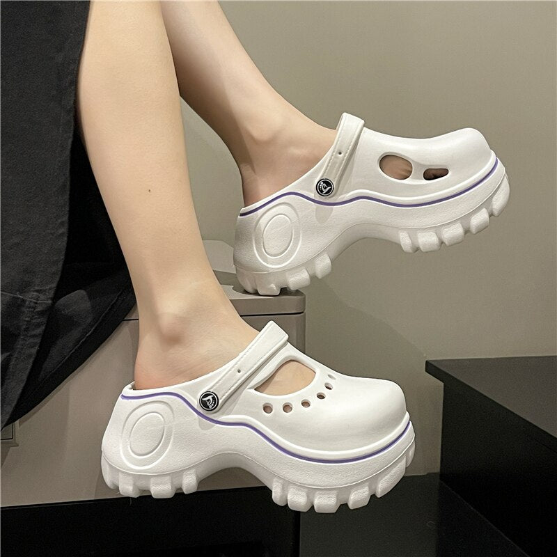 Summer Women Croc Clogs Platform Garden Shoes Sandals Height Increasing Slippers Slip on For Girl Beach Shoes Slippers Women