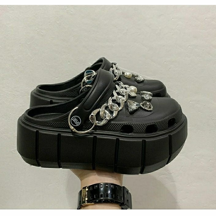 Summer Women Slippers Platform Clogs Outdoor Garden Shoes Female Pool Sandals Bathroom Flip Flops Mules Ladies Beach Slides black DIYchainzuan