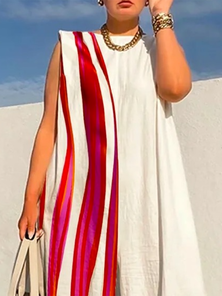 Yeezzi 2024 New Fashion Striped Contrast Color Wide Leg Jumpsuits Summer Sleeveless Going Out One Piece Outfit For Women