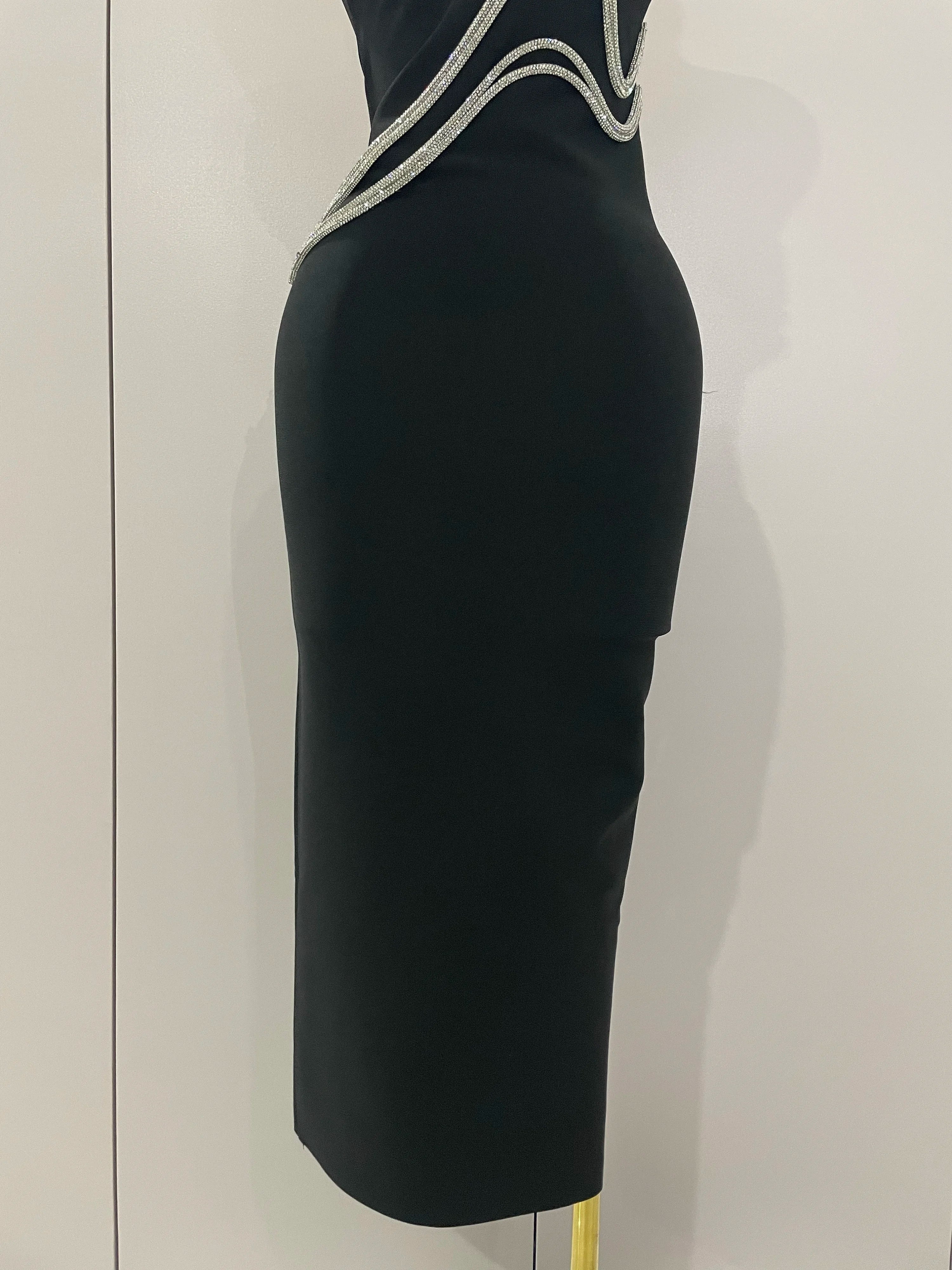 Sexy Strapless Diamond Lines Bodycon Bandage Long Dress 2025 Women Celebrity Red Carpet Elegant Evening Birthday Party Dresses