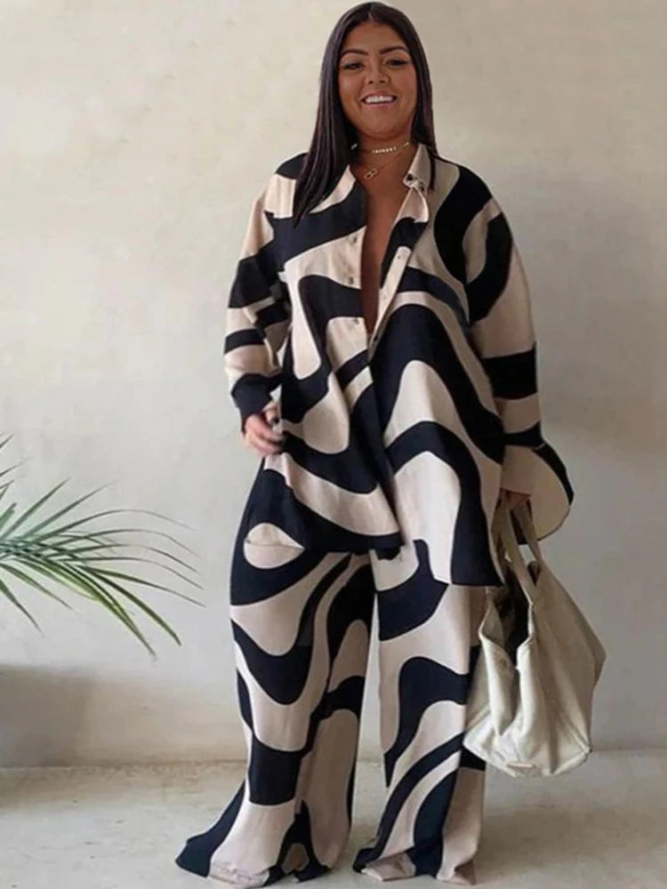 2 Piece Sets Outfits Loose T-shirt Long Pants Casual Elegant Woman Sets Female Fashion Suits Plus Size Dropshipping Wholesale black