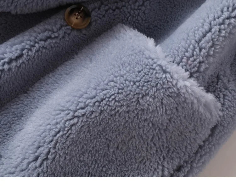 Real Fur Coat Australian Womens Natural Wool Coats Thick Warm Elegant Loose Large Size Long Outwear For Women