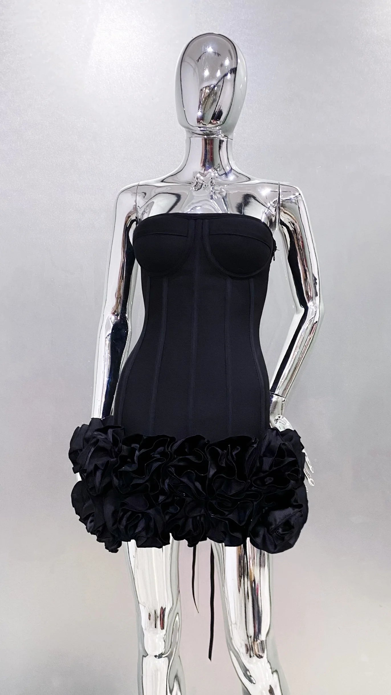 Celebrity Red Carpet Dress Black Red Women Sexy Strapless Laced-up Bodycon Mini Bandage Dress Ball Gown Celebraye Birthday Wear black