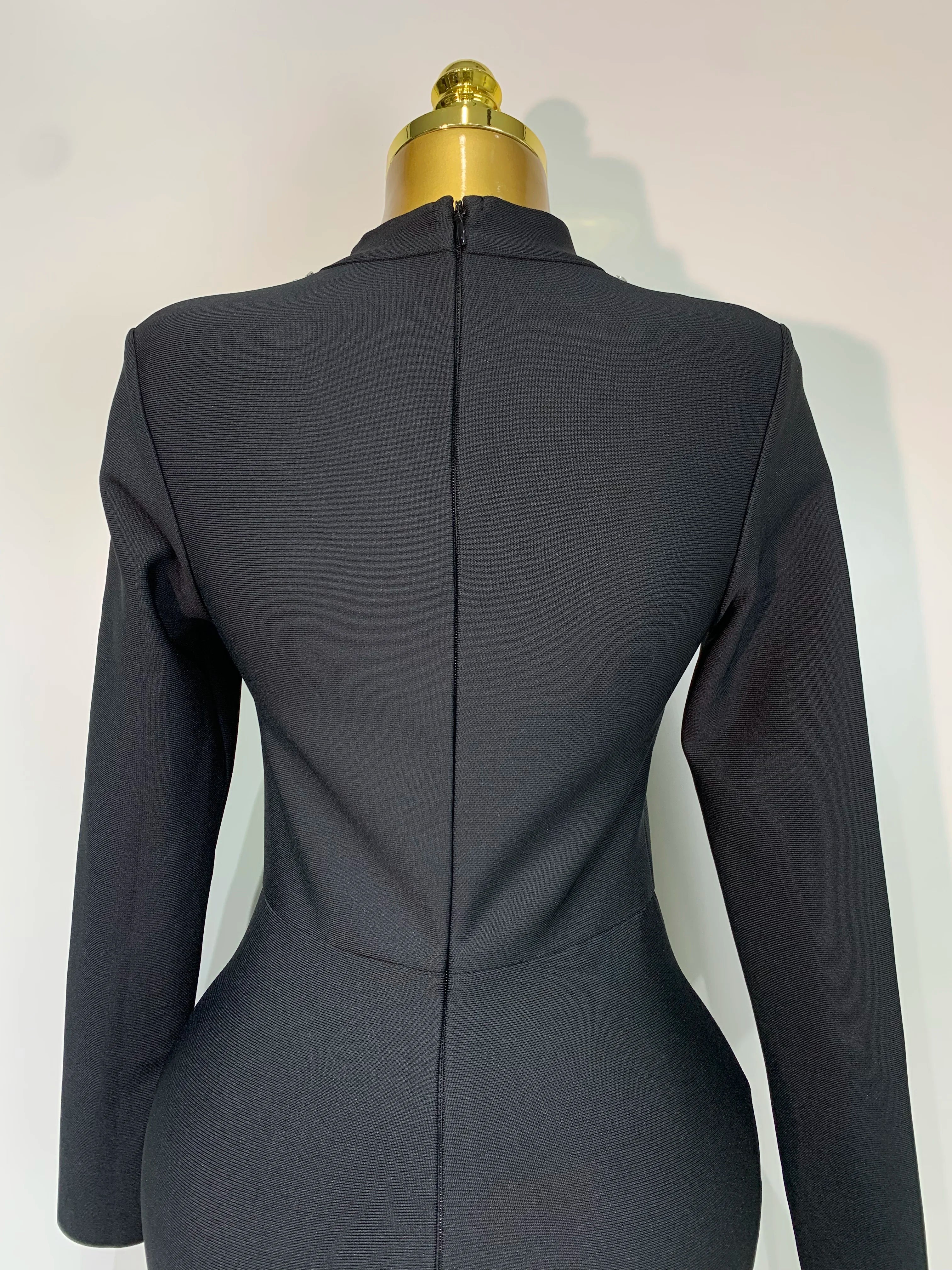 Women Long Sleeve Sexy Shinning Crystal High Split Bodycon Long Bandage Dresses Elegant Evening Party Birthday Cocktail Outfit