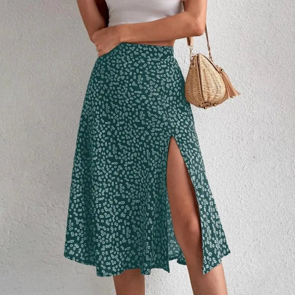 Summer Beach Skirt Trendy Thin A-line Colorfast Summer Beach Skirt Women Garment Lady Midi Skirt Lady Skirt