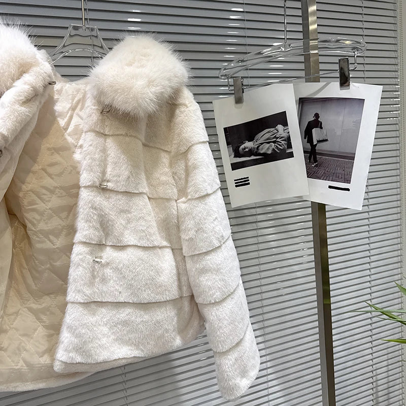 Winter New Sweet Temperament Hooded Warm Faux Fur Short Coat For Women High Quality Soft Jacket Female Trendy 11A07696