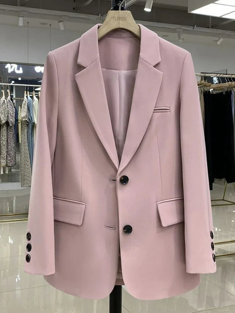 Women Jackets Pink Small Suit Women's Coat Casual Small Loose Korean Version Small Suit Women's Design Sense Blazer Women Pink