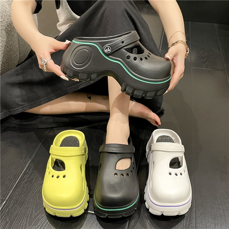 Summer Women Croc Clogs Platform Garden Shoes Sandals Height Increasing Slippers Slip on For Girl Beach Shoes Slippers Women