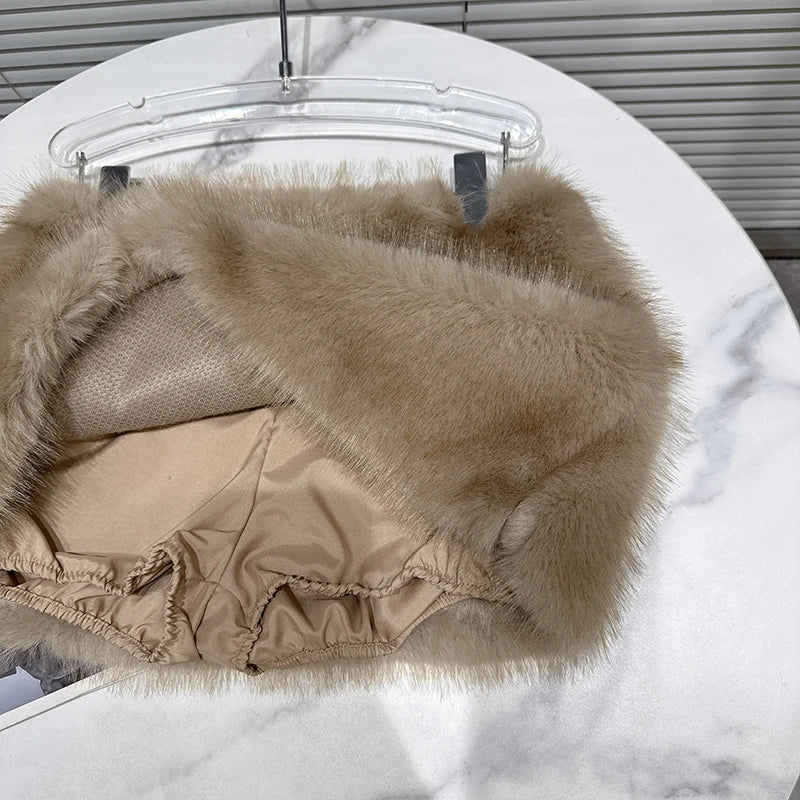 Winter New Fashionable Faux Fur Furry Short Skirt For Women High Waist A-line Wrapped Hip Mini Skirts Female 11A07678