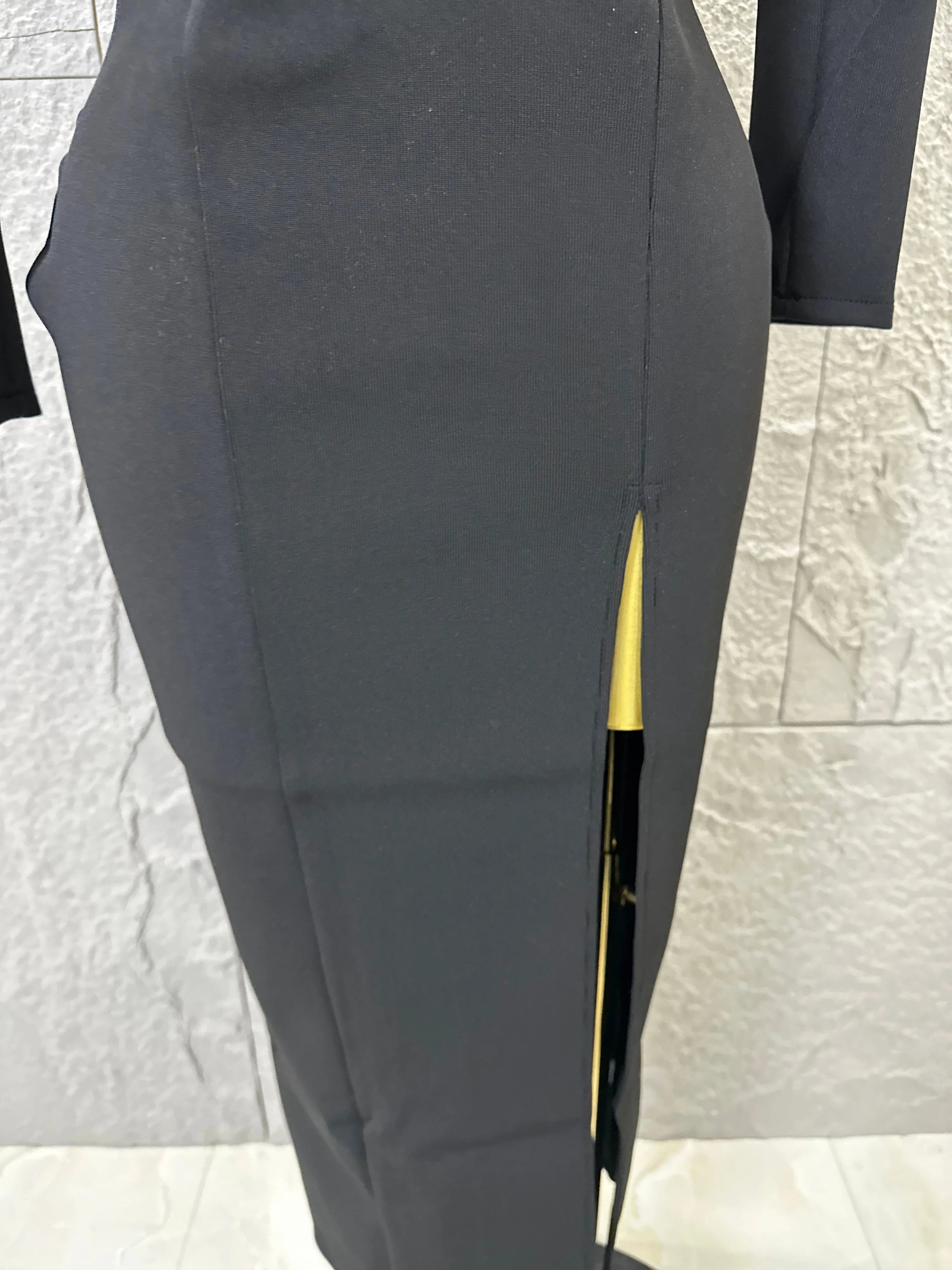 High QualityBlack Off-Shoulder Bodycon Midi Dress Women Sexy Sheer Mesh Plunge V Neck Long Sleeve High Slit Cocktail Outfit