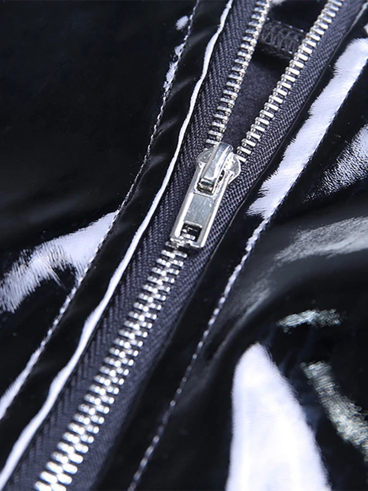 Lautaro Spring Soft Shiny Reflective Black Faux Leather Maxi Skirt Women with Double High Slit Dark Academia Y2K Clothes 2025