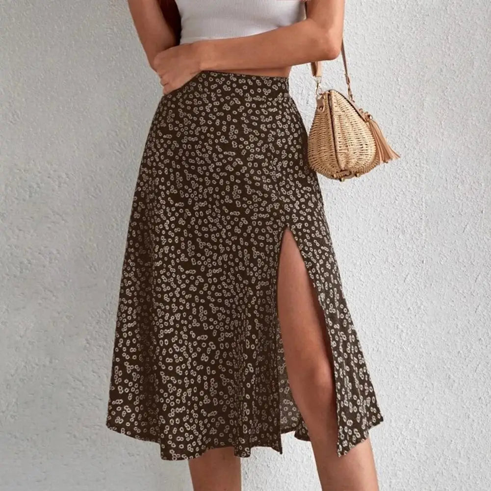 Summer Beach Skirt Trendy Thin A-line Colorfast Summer Beach Skirt Women Garment Lady Midi Skirt Lady Skirt