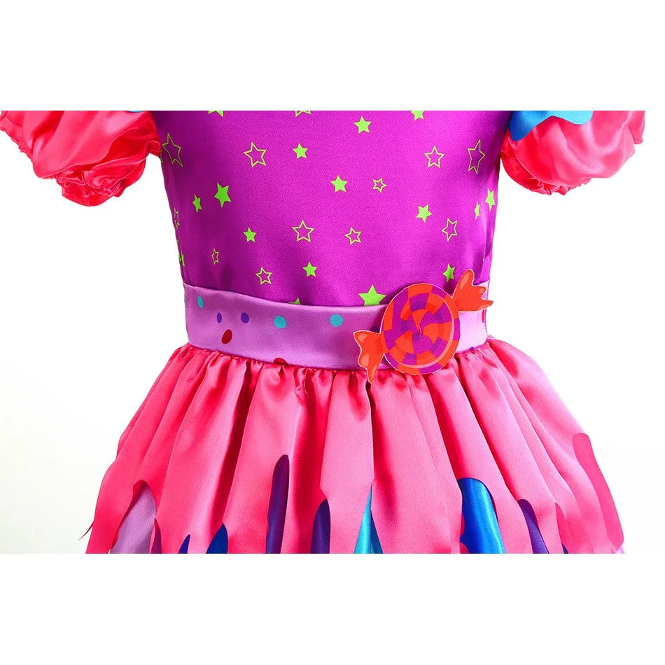 Sweet Lollipop Candy Girl Dress Carnival Party Little Kids Birthday Costume Fancy Rainbow Tutu Children Wedding Clothes